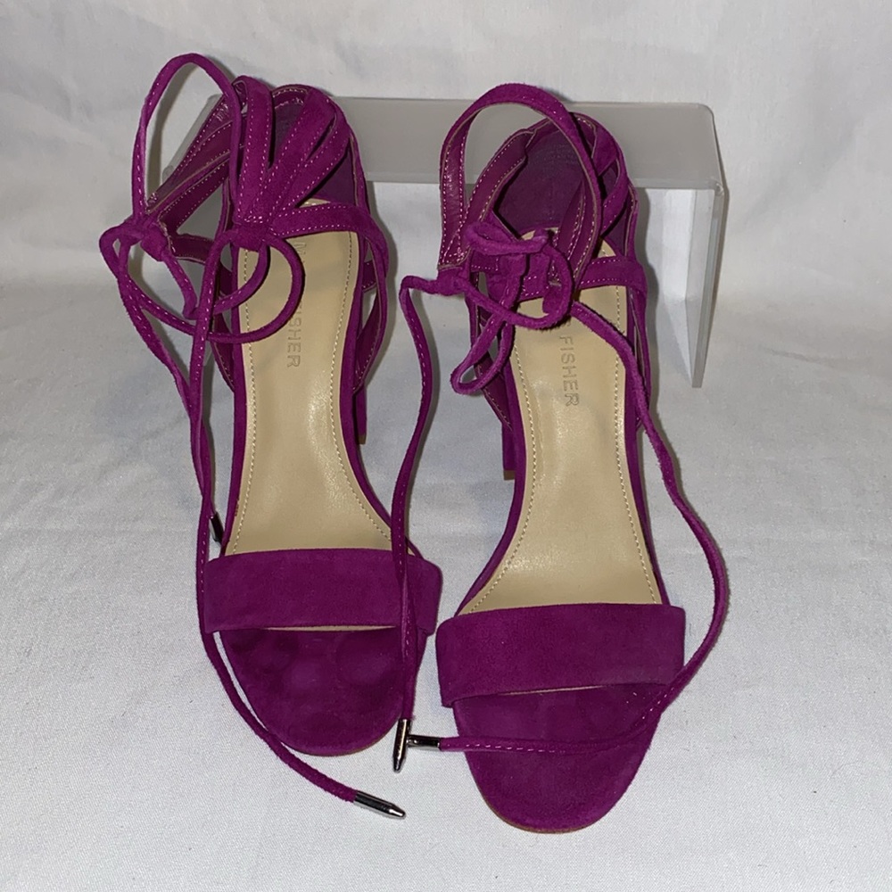 Marc Fisher Fuchsia Ankle-Tie Block Heel Suede He… - image 2